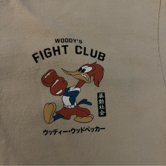 Woody’s Fight Club Graphic T-Shirt Men’s Small Beige Crew Neck Short Sleeve - Picture 3 of 8